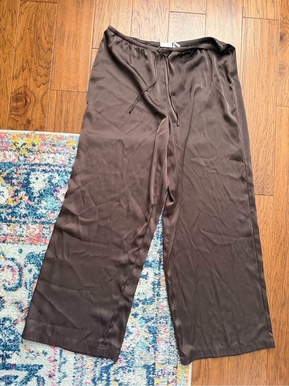 Song of Style Women’s Wide-Leg Satin Pants Chocolate Brown XL